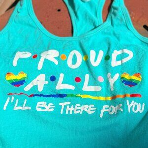EUC Pride Aqua Cotton Tank - Proud Ally "I'll Be There For You"